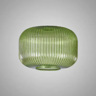 Epsom 30cm Pumpkin Shaped Ribbed Glass (C), Green