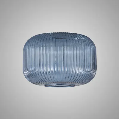 Epsom 30cm Pumpkin Shaped Ribbed Glass (C), Petrol Blue