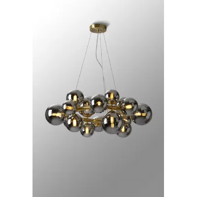 Satin Gold Chrome Plated 16 Light Linear Pendant Glass Shade