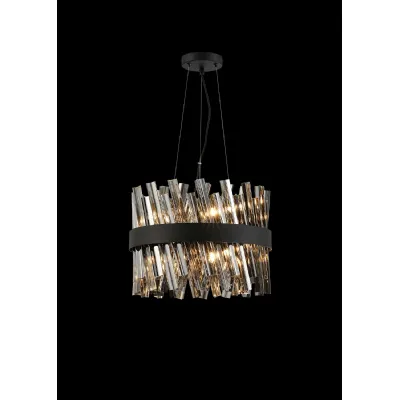 Satin Black Smoke 40cm 10 Light G9 Round Ceiling Pendant