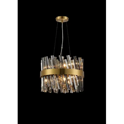 Brass Smoke 40cm Round Pendant Light 10 G9 Lamp Holders