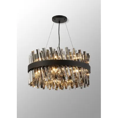 Brighton 60cm 18 Light G9, Pendant Round, Satin Black Smoke Item Weight: 16.81kg