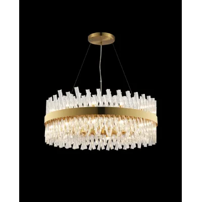 Brass Clear 80cm Round Pendant Light 24 G9 Lamp Holders