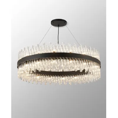 Brighton 1m 32 Light G9, Pendant Round, Satin Black Clear Item Weight: 29.51kg