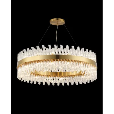 Brighton 1m 32 Light G9, Pendant Round, Brass Clear Item Weight: 29.51kg
