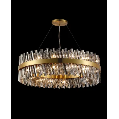 Brighton 1m 32 Light G9, Pendant Round, Brass Smoke Item Weight: 29.51kg