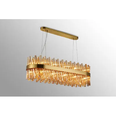 Brighton 1m 24 Light G9, Pendant Oblong, Brass Amber Item Weight: 22.65kg