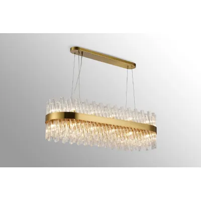Brass Clear 1m 24 Light IP20 Oblong Pendant G9 Lamp Holder