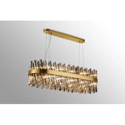 Brass Smoke 1m Oblong Pendant Light 24 G9 Lamp Sockets