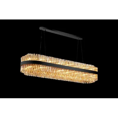Satin Black Amber 1.5m Oblong Pendant 36 G9 Lamp Sockets