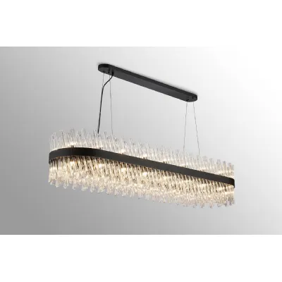 Satin Black Clear 1.5m Oblong Pendant 36 G9 Lamp Sockets