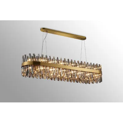 Brass Smoke 1.5m Oblong Pendant 36 G9 Lamp Sockets
