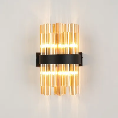Brighton 4 Light G9, Wall Light, Satin Black Amber