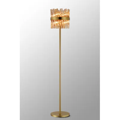 Brighton 8 Light G9, Floor Lamp, Brass Amber