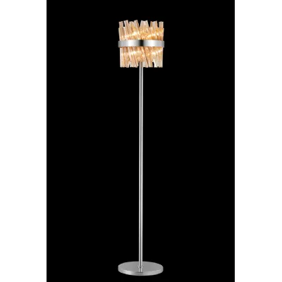 Brighton 8 Light G9, Floor Lamp, Polished Nickel Amber