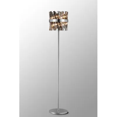 Brighton 8 Light G9, Floor Lamp, Polished Nickel Smoke
