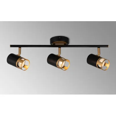 Essex 3 Light Linear Bar Spotlight GU10, Black Painted Gold