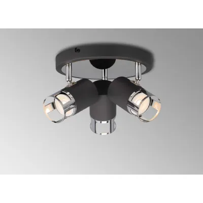 Essex 3 Light Round Spotlight GU10, Graphite Polished Chrome