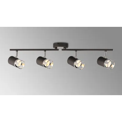 Essex 4 Light Linear Bar Spotlight GU10, Graphite Polished Chrome