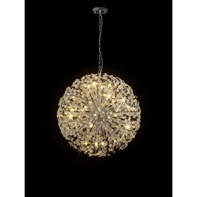 Camden Pendant 80cm Sphere 24 Light G9 Polished Chrome Crystal, Item Weight: 19.7kg