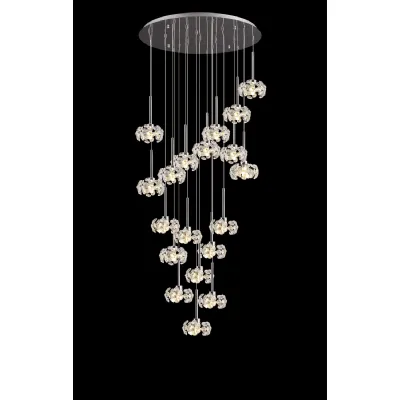 Chrome 19 Light G9 3.5m Round Multiple Pendant Crystal Shade