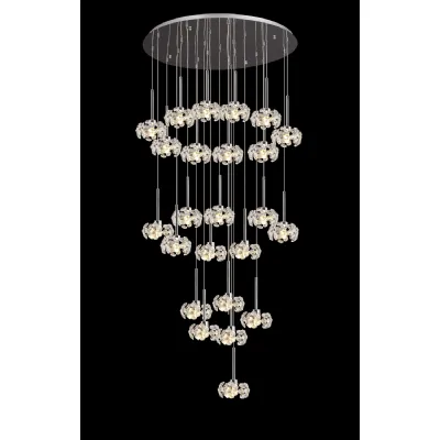 Chrome 24 Light G9 5m Round Multiple Pendant Crystal Shades