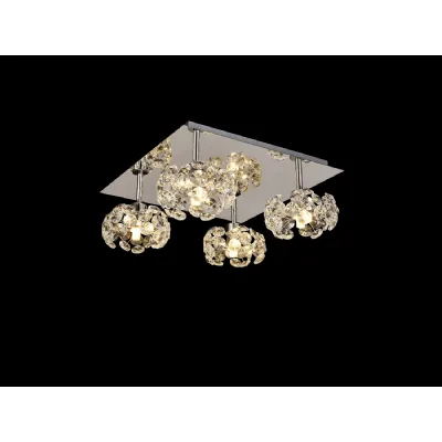 Polished Chrome 40cm Ceiling Flush Light Crystal Shades