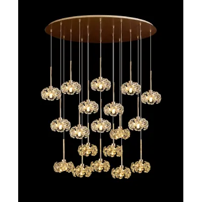 French and Matt Gold 19 Light G9 3.5m Oval Multiple Pendant