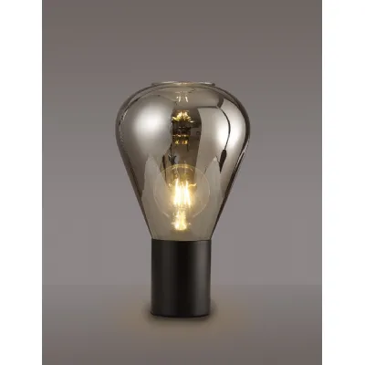 Copthorne Narrow Table Lamp, 1 x E27, Satin Black Smoke Plated Glass