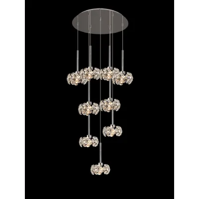 Polished Chrome 9 G9 Light Multiple Pendant Crystal Shade