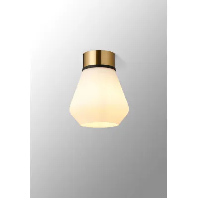 Bordon 1 Light Ceiling E27, With Kite Opal Glass Brass Opal