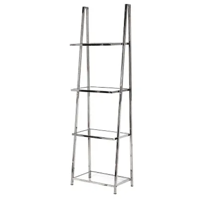 Modern Steel 4 Tier Metal Display Rack 4 Glass Shelves