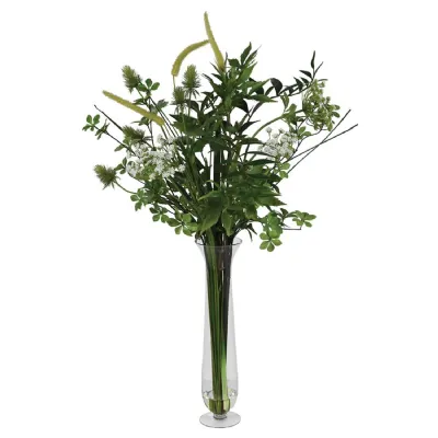 Wild White Meadow Arrangement in Glass Vase