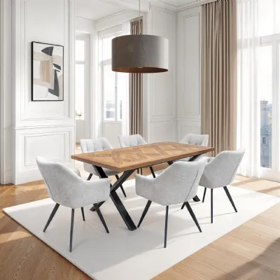 POPPY FABRIC DINING CHAIR LIGHT GREY