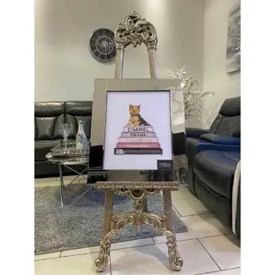 Puppy Chanel Bookstack Wall Art Mirror Frame