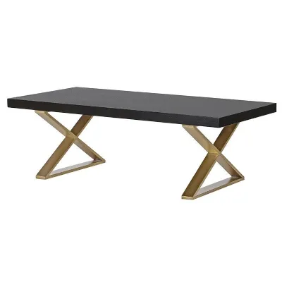 Modern Black and Gold X Frame Coffee Table