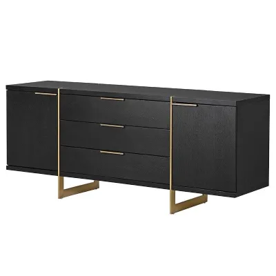 Modern Black Finish Gold Frame Sideboard