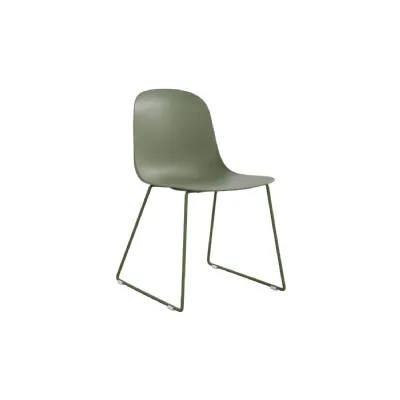 Sage Green Moulded Standard Dining Chair with Metal Legs