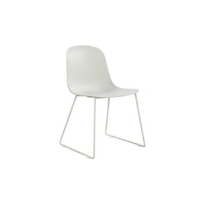 White Moulded Standard Dining Chair with Metal Legs