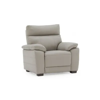 Light Grey Leather Upholstered Single Seater Sofa
