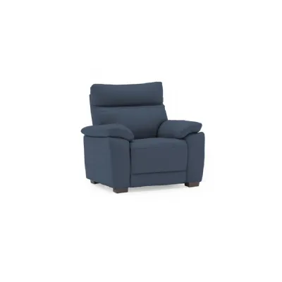 Indigo Blue Leather Upholstered Armchair Padded Armrests