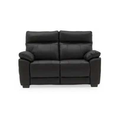 Black Leather Upholstered 2 Seater Sofa