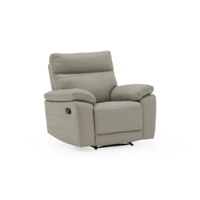 Grey Leather 1 Seater Manual Recliner Chair