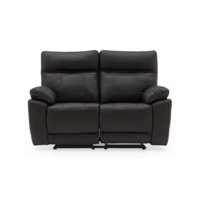 Black Leather 2 Seater Recliner Sofa