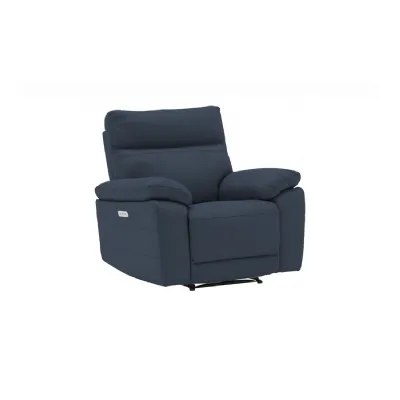 Modern Indigo Blue Leather Electric Recliner Chair
