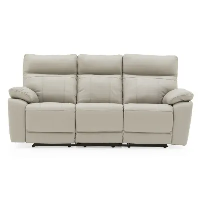 Grey Leather 3 Seater Electric Recliner Sofa with Headrests