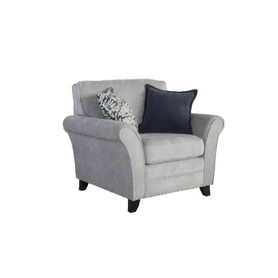 Silver Fabric Upholstered Textured Armchair Dark Legs