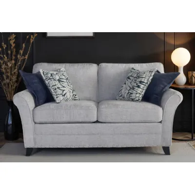 Silver Textured Fabric 2 Seater Sofa Standard Back