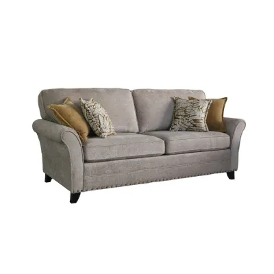 Mink Textured Fabric Upholstered 3 Seater Sofa