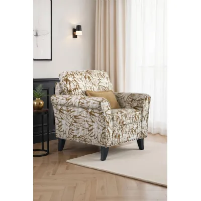 Mink Fabric Upholstered Accent Chair with Fared Arms